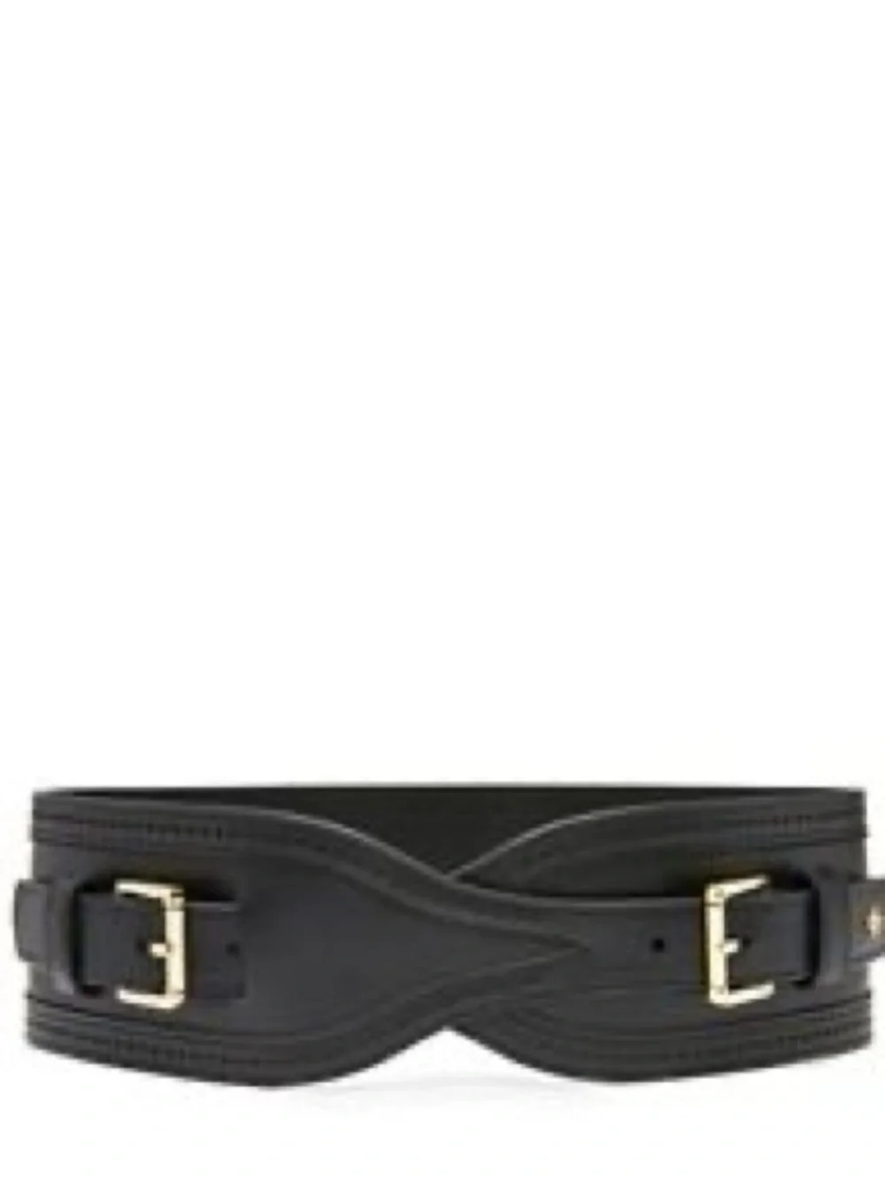 Tory Burch Brogue Black Sculpted Leather Waist Belt with Gold Buckles S NWOT